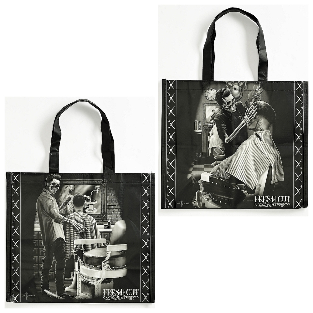 New Black Fresh Cut Barber Shop Tote Bag, 16" X 14", Unisex